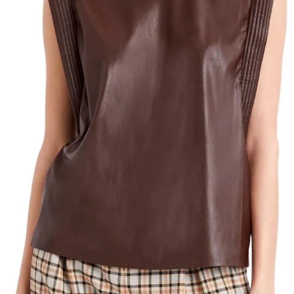 BCBGMaxAzria Chocolate Faux Leather Tank Top – Size S